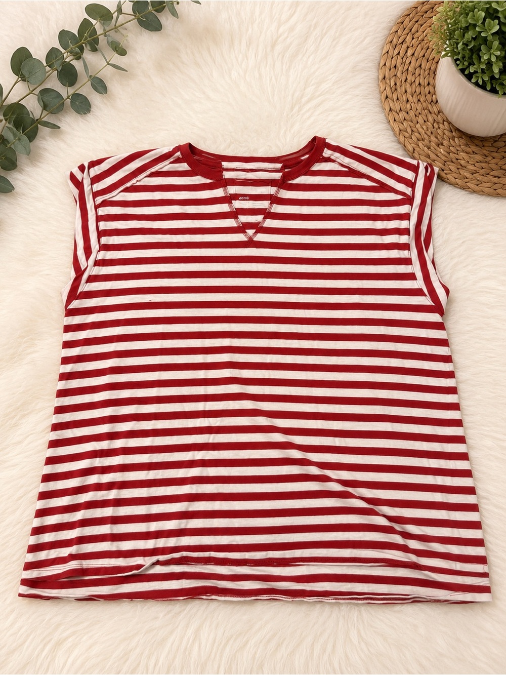 aerie Striped Red & White Women's Sleeveless Top